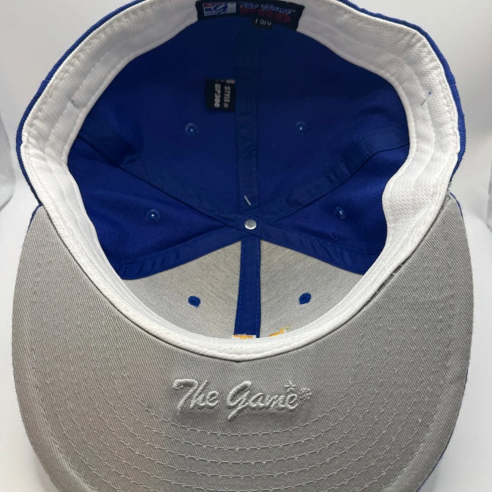 The Game 7 5/8 Fitted Hat Mens Blue NC Embroidered Flat Bill GP300 Cap